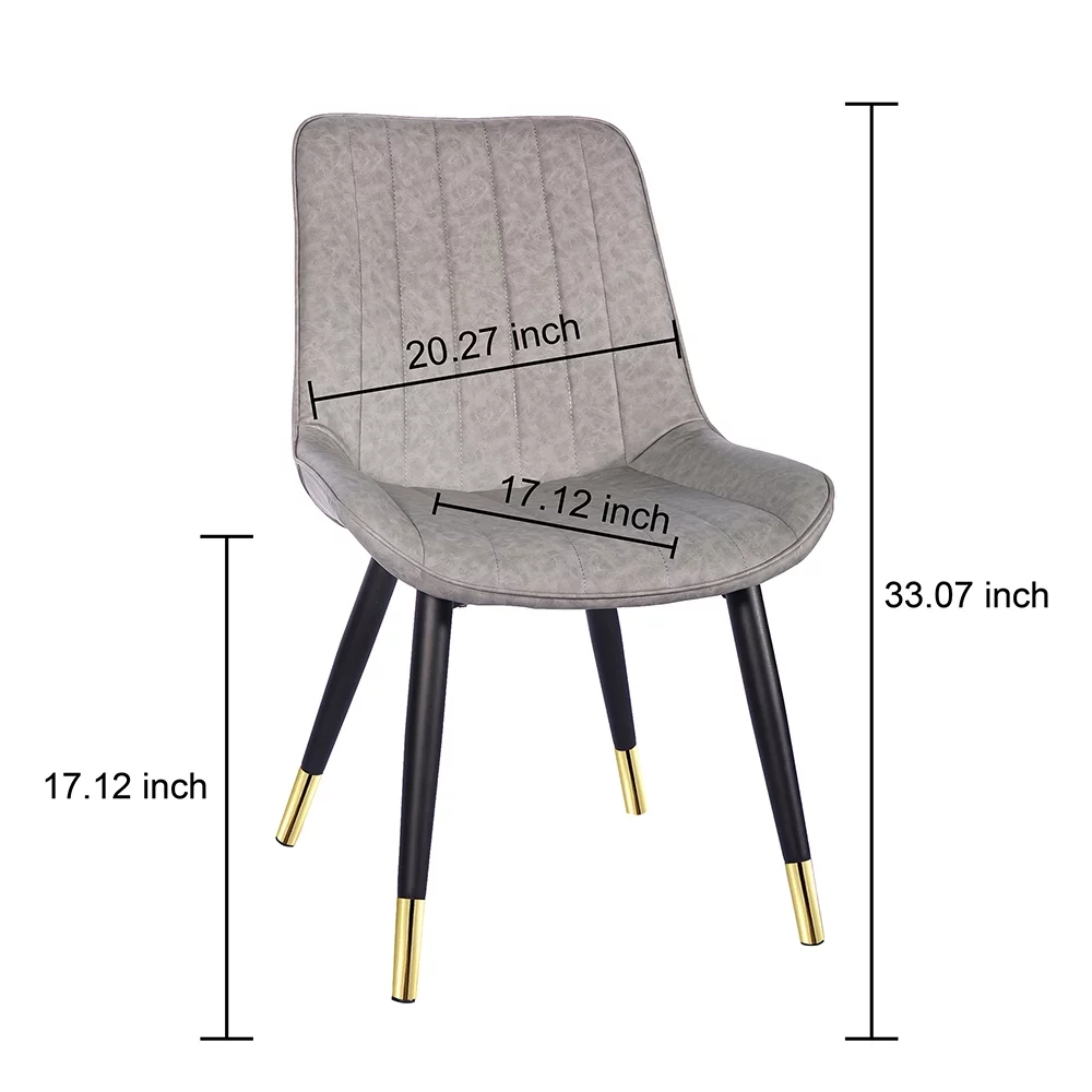 GIA Design Group Furniture Retro Gray Upholstered Leather Dining Chairs , Set of 4