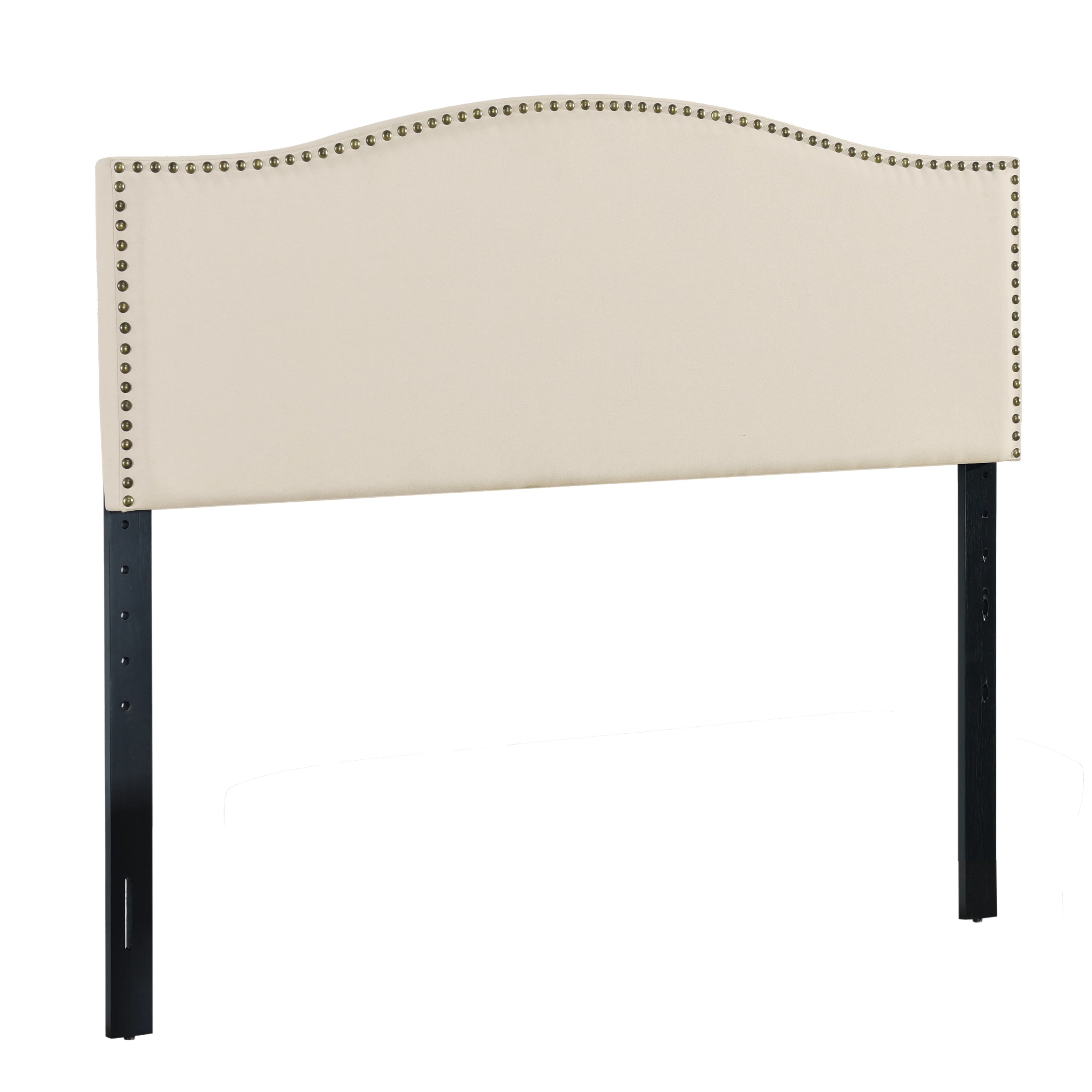 Nailhead Trim Headboard and Bench Set in Linen Fabric