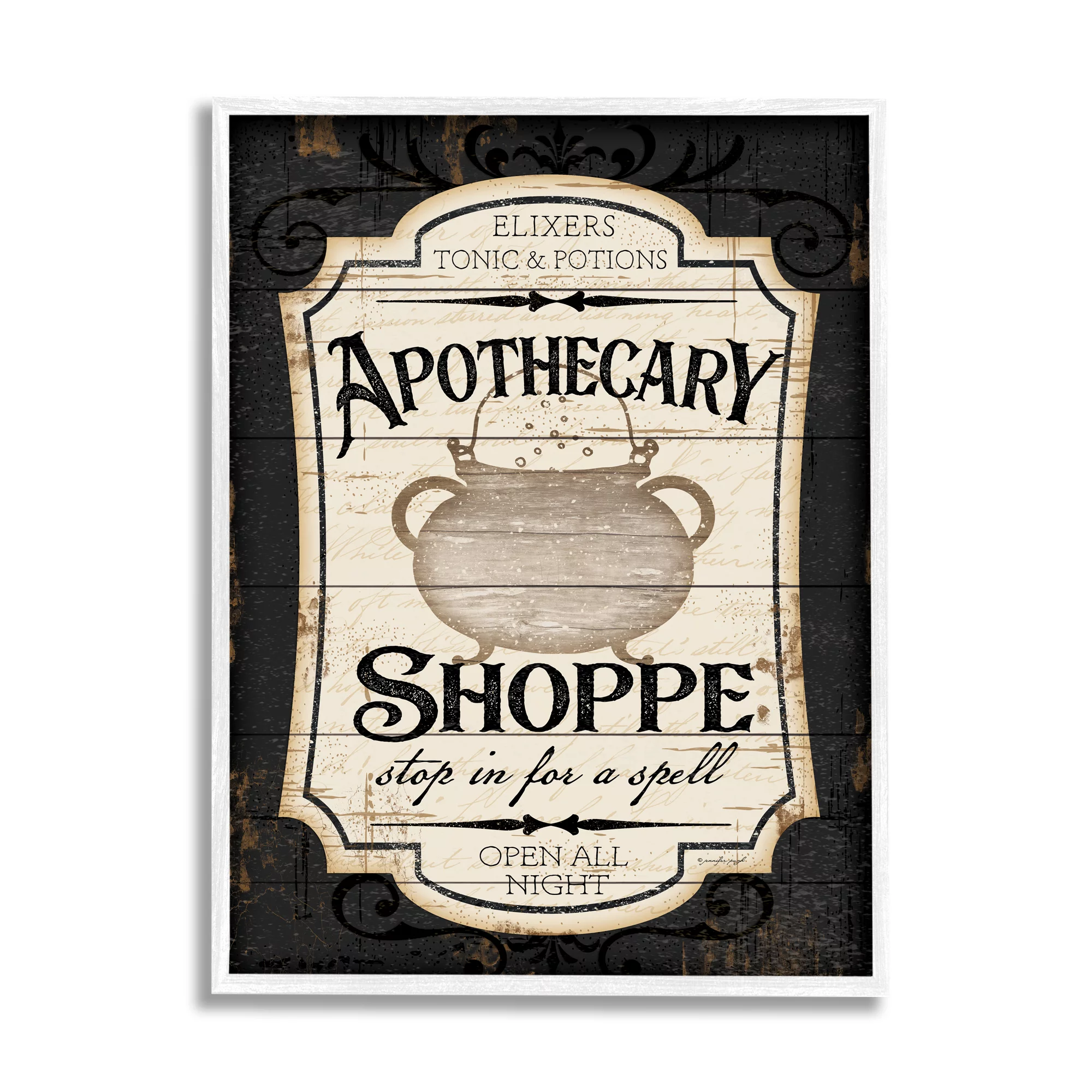 Stupell Industries Apothecary Shoppe Spooky Halloween Sign Witch Potion Cauldron, 16 x 20, Design by Jennifer Pugh