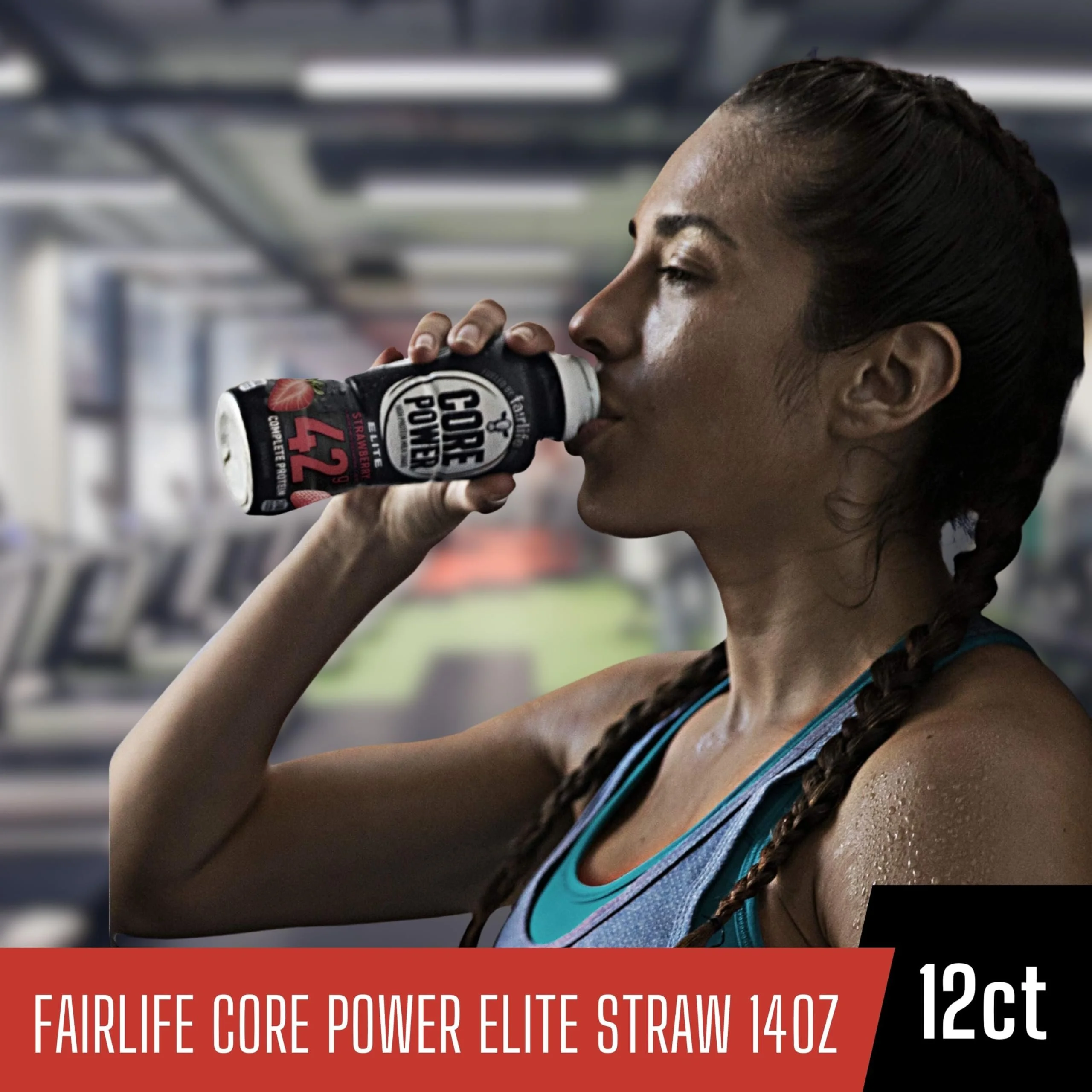 Core Power Fairlife Elite 42g High Protein Milk Shake - Kosher, Strawberry Protein Shake for Workout Recovery - 14 Fl Oz Pack of 12 & Multi-Purpose Key Chain