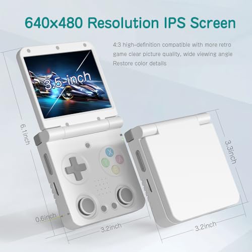 Miyoo Flip V2 Retro Handheld Gaming Console with Metal Hinge, 3.5'' 640*480 IPS Screen Linux System Portable Video Game Emulator Hand Held Console with HDMI