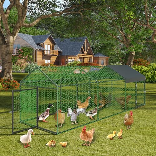 Metal Chicken Coop with Waterproof and Anti-UV Cover, 160