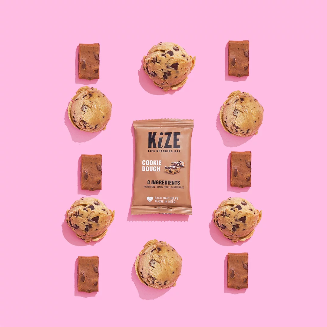 KiZE Life Changing Bar, Cookie Dough, Protein Bar, 8 ingredients, Dairy Free, 1.5oz Bar (10pk)