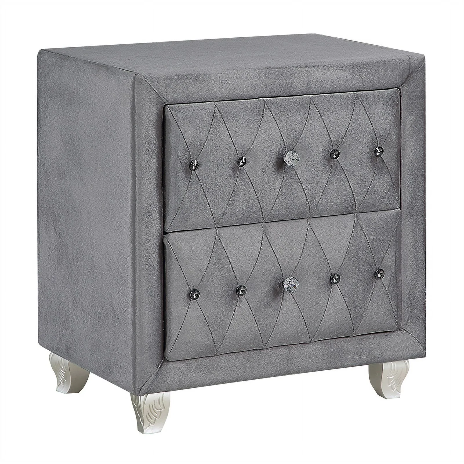 Maklaine 4-piece Queen Velvet Upholstered Tufted Bedroom Set in Gray