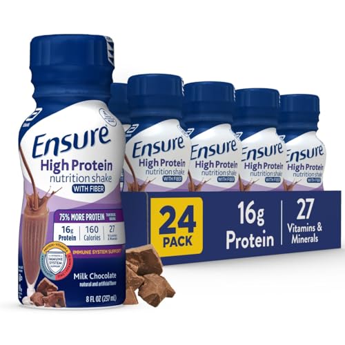 Ensure High Protein Vanilla Nutrition Shake with Fiber, Ready to Drink, 16g Protein and 27 Vitamins and Minerals, 8 fl oz, 24 Pack