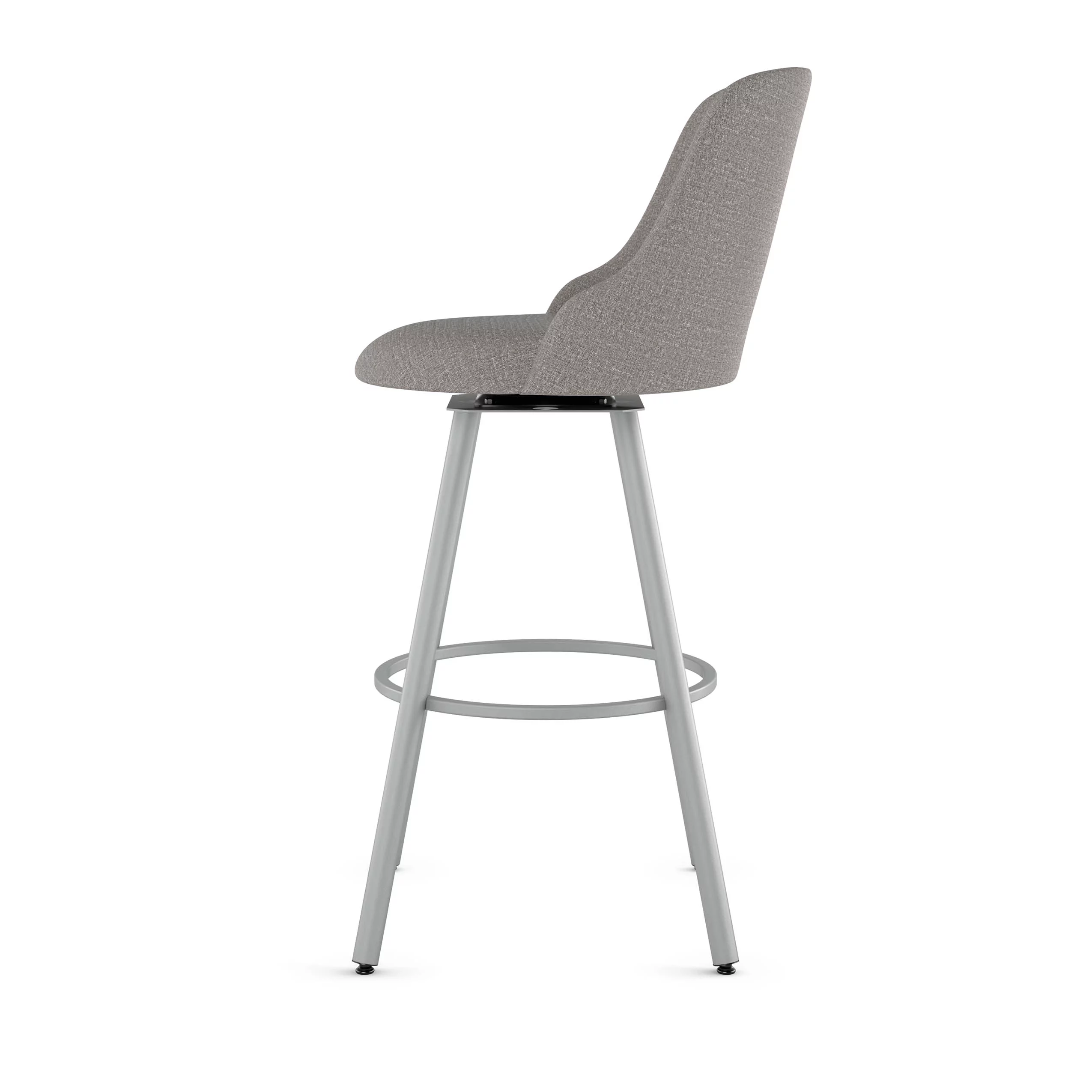 Amisco Kelsea 30 In. Swivel Bar Stool - Silver Grey Polyester / Shiny Grey Metal