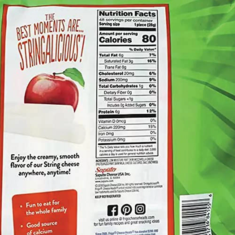 Cheese Heads Frigo String Cheese 1 OZ x 48 Comes with a NESTIVA Sink Strainer.