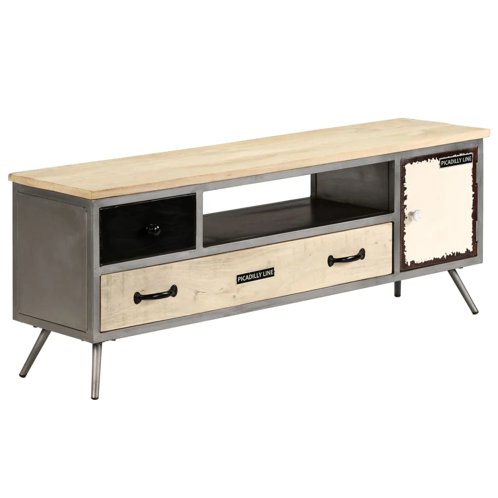 TV Stand Solid Wood Mango and Steel 47.2