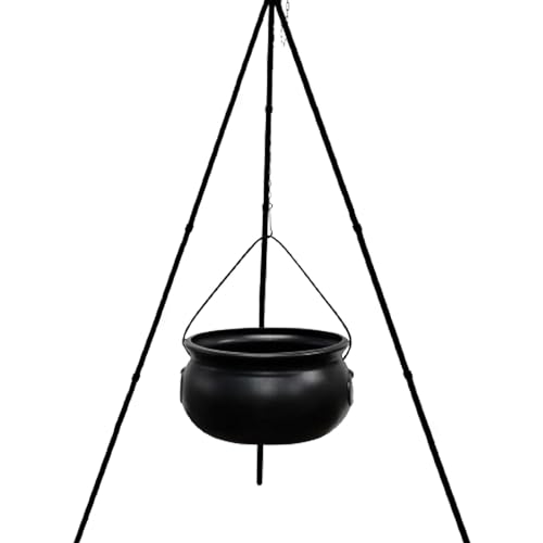 Witch Cauldron on Tripod with Lights Bowl Candy Bucket Decoration Halloween Party Outdoor Suitable for Home Porch