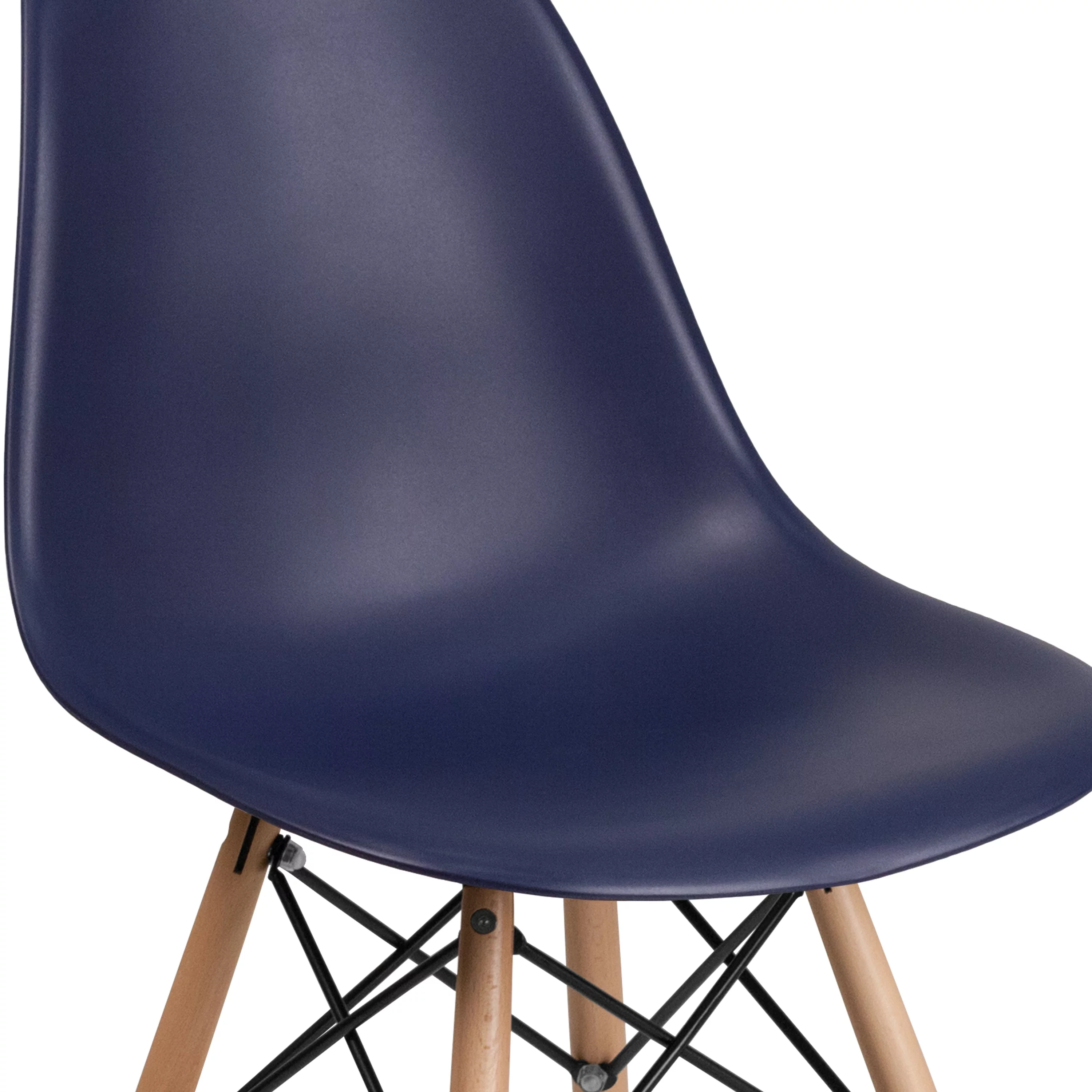 Flash Furniture 2 Pack Elon Series Navy Plastic Chair with Wooden Legsase