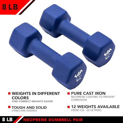 JFIT Neoprene Dumbbell (Set of 2), 8 LBS