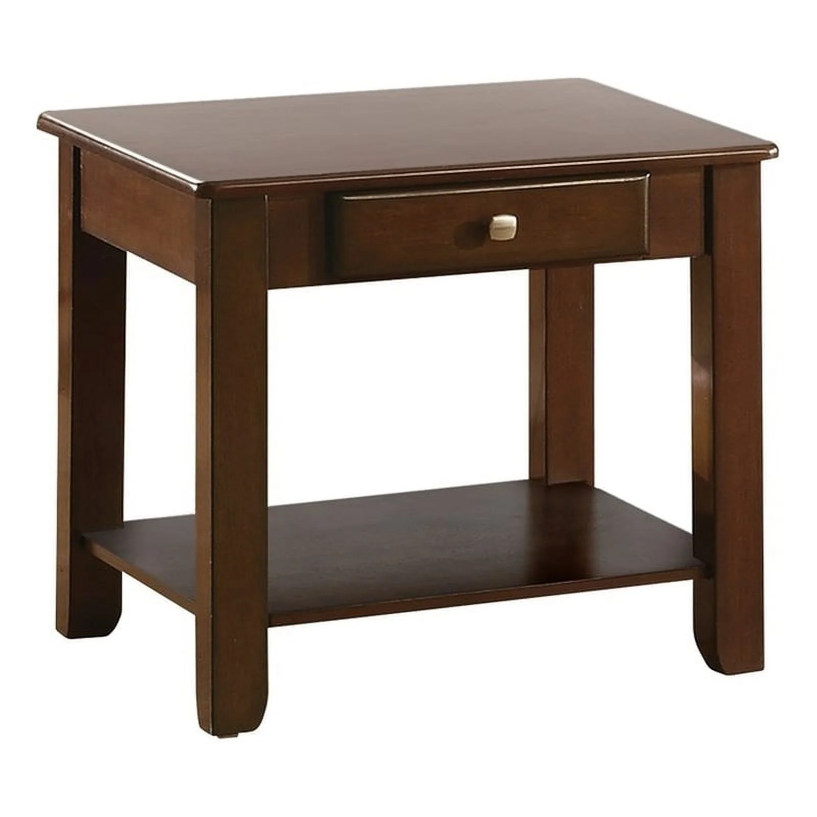 Home Square Wood 1 Drawer End Table in Dark Cherry - Set of 2