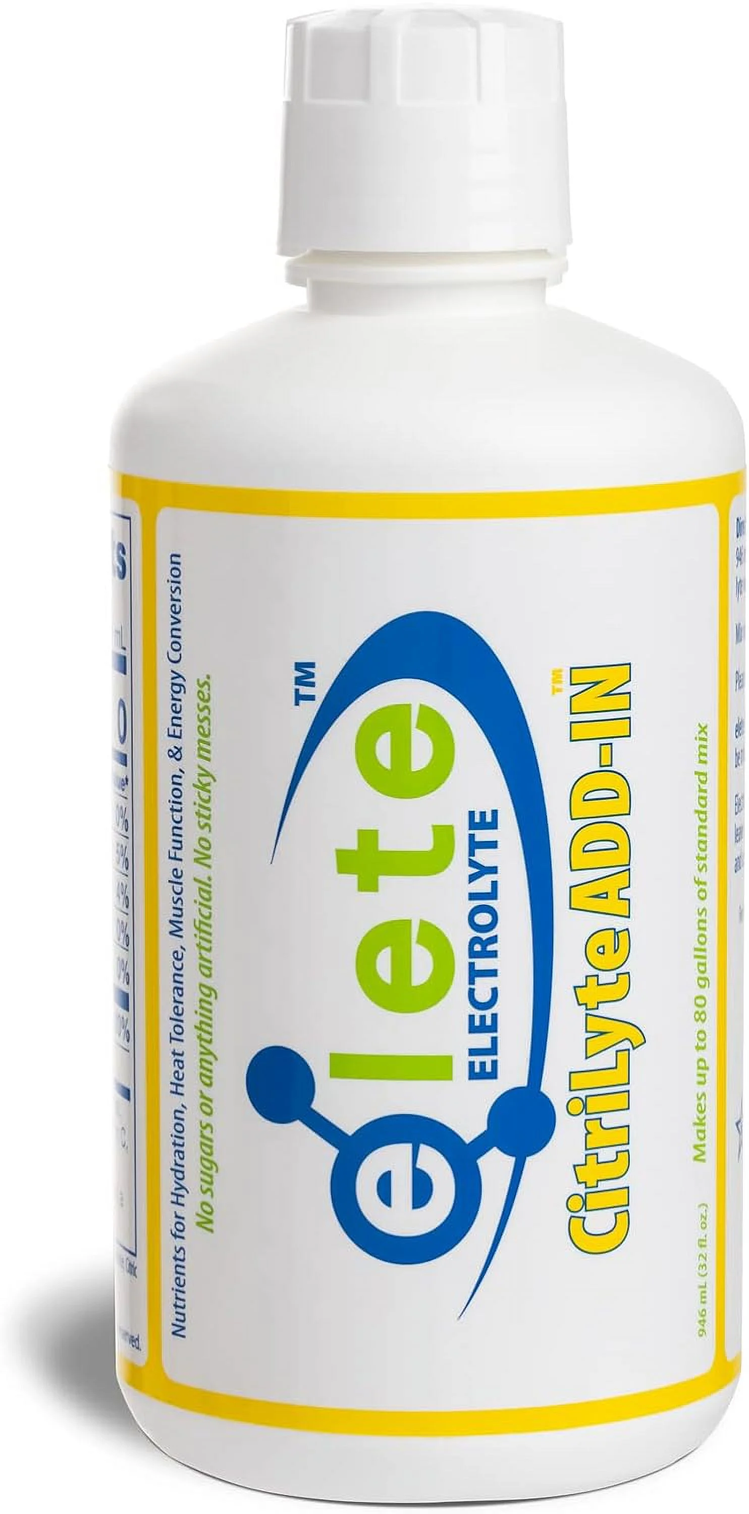 elete CitriLyte Electrolyte Add-in Hydration Drops | Sodium, Magnesium, Potassium | Slight Lemon Flavor, All Natural | Leg and Muscle Cramp Relief | Transform Any Drink into a Sports Drink, 32 oz