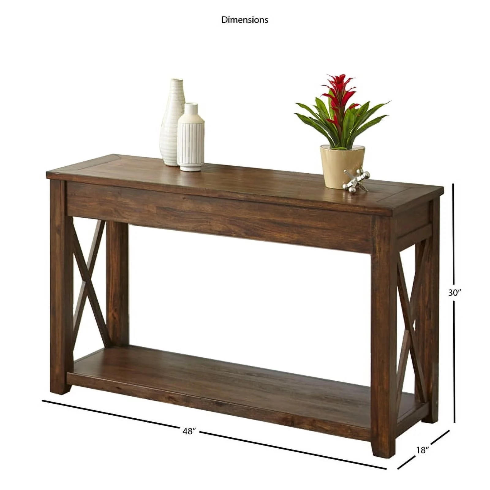 Bowery Hill Mid-Century Rustic Wood Console Table in Mocha Brown Oak