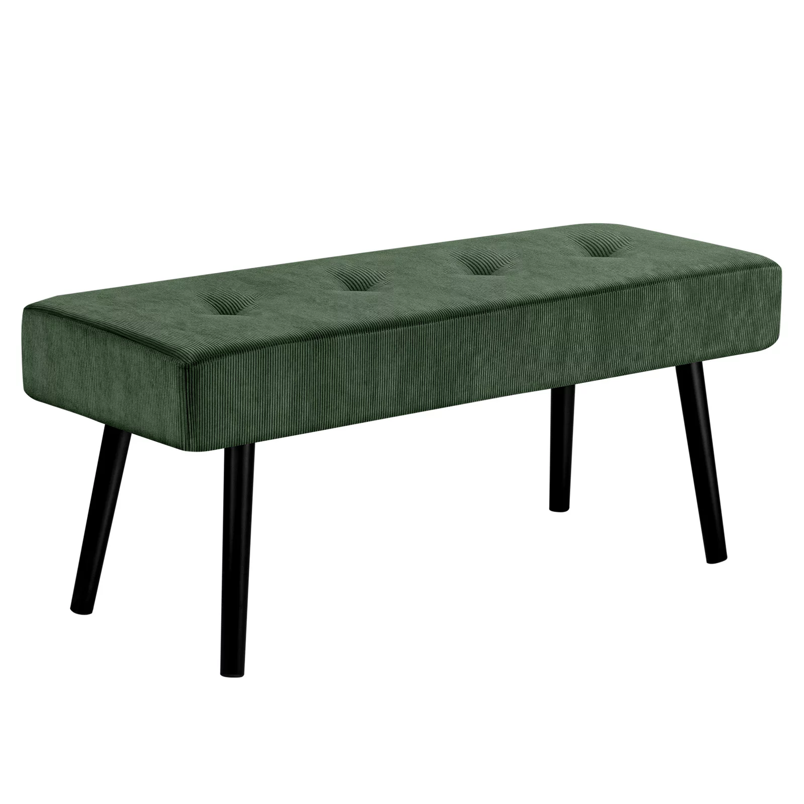 WELLET Modern Entryway Bench, Corduroy Seat for End of Bed, Green