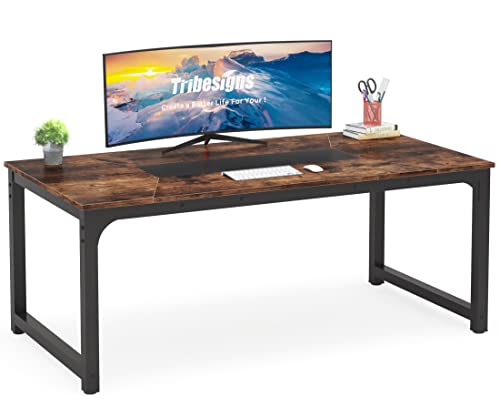 Tribesigns Modern Computer Desk, 63 x 31.5 inch Large Executive Office Desk Computer Table Study Writing Desk Workstation for Home Office, Spliced Desktop, White