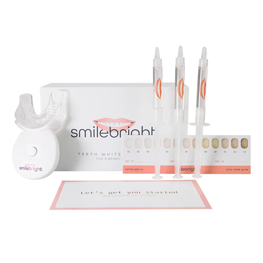 SmileBright 35% Carbamide Peroxide Teeth Whitening Kit w/ Light Tray, Strong Teeth Whitening Gel Coffee Tea Smoking Stain Removal