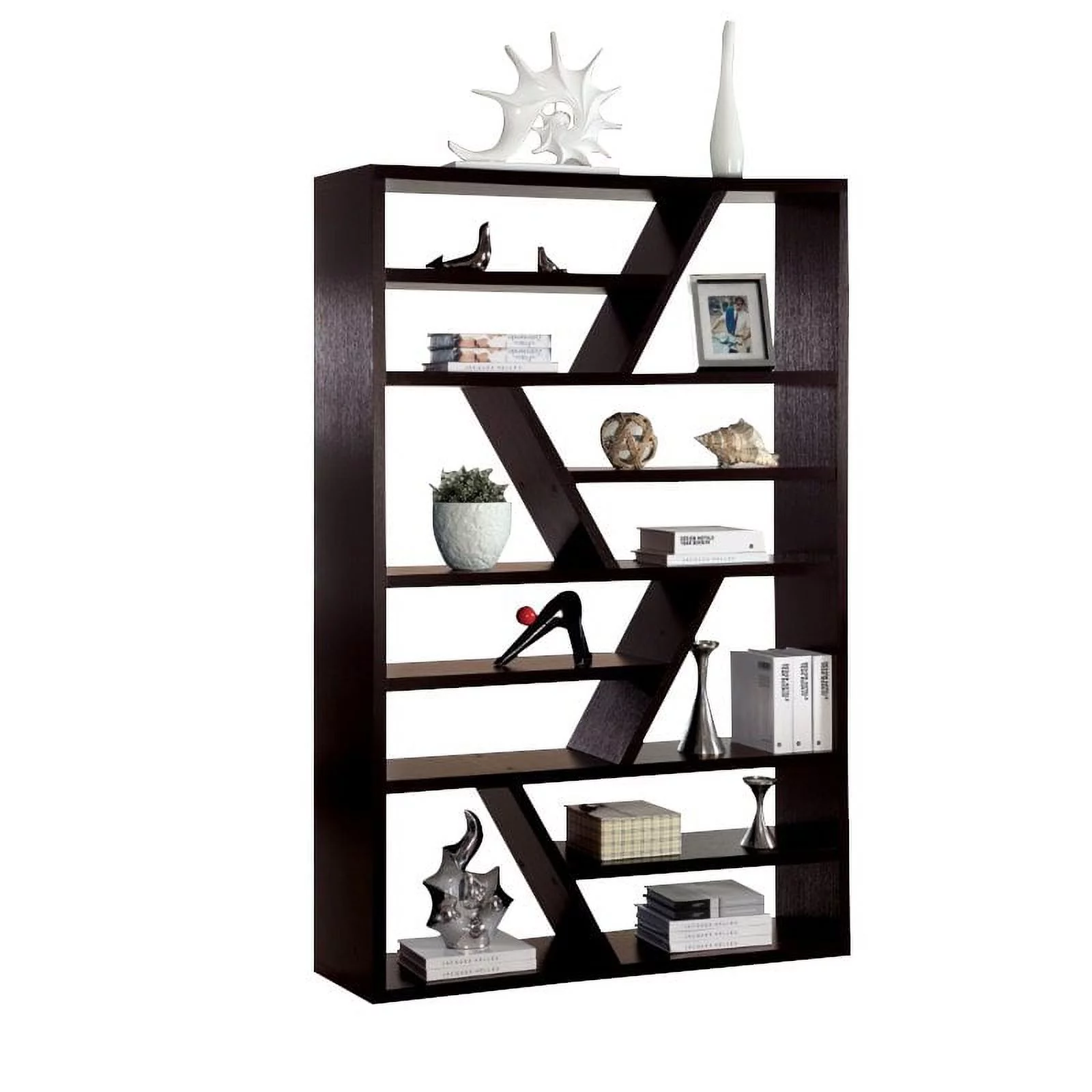 Furniture of America Cinzia Modern Wood Open Shelf Bookcase in Espresso
