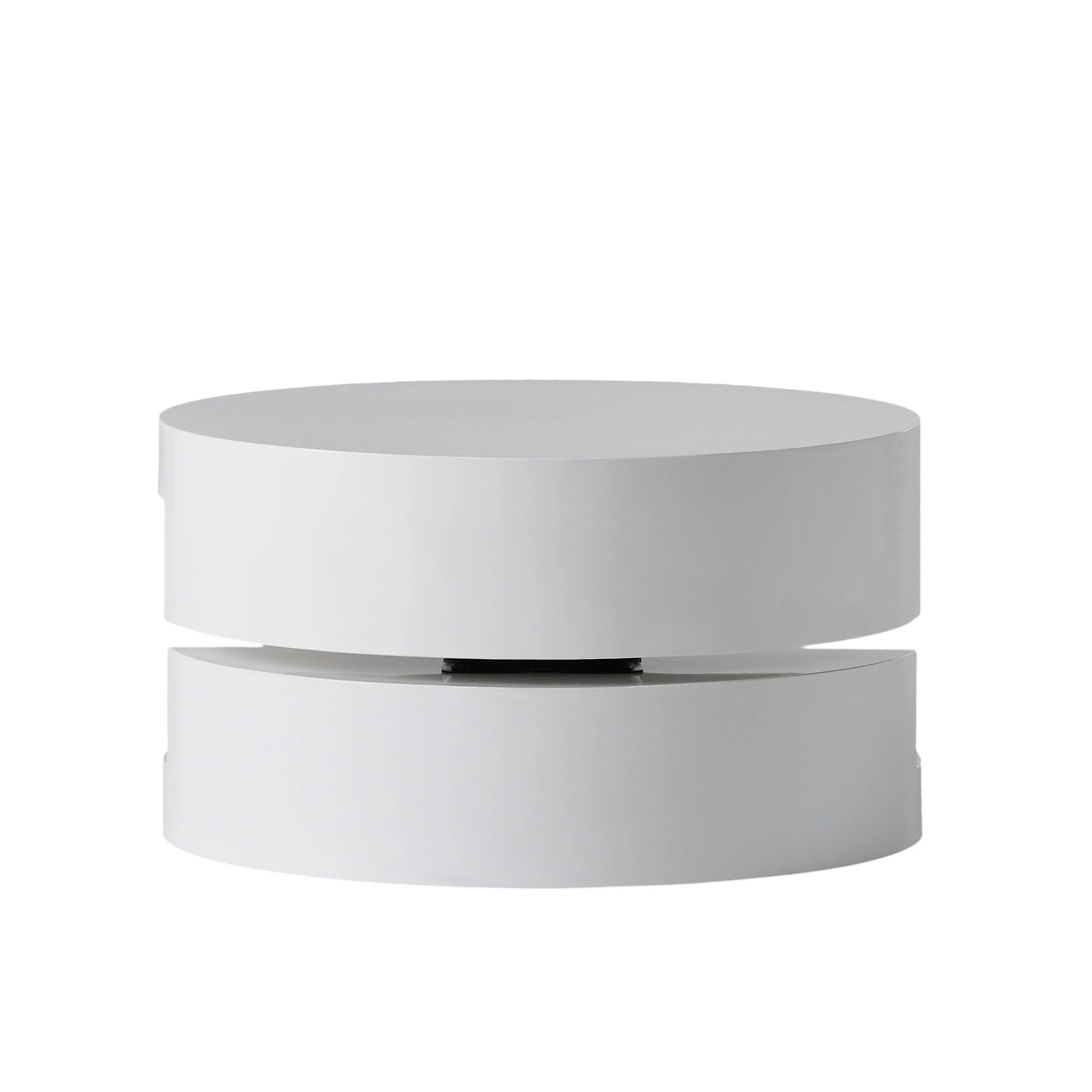GDF Studio Genoa Modern Small Rotating Coffee Table, Glossy White
