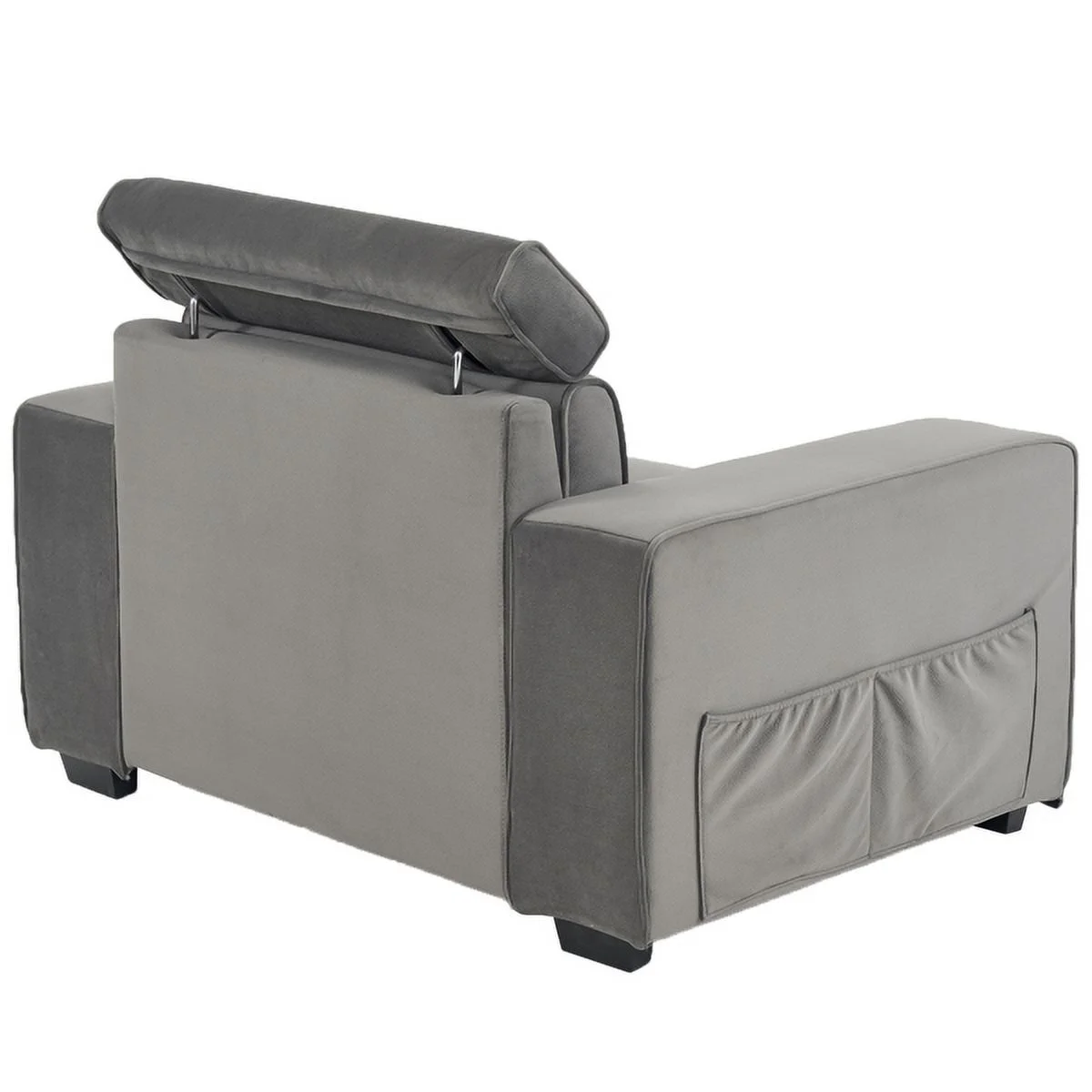 136*96*83cm Retro Pu 26cm Fully Detachable Armrests Single Seat With Side Pockets Full Pull Point Indoor Single Sofa Brown