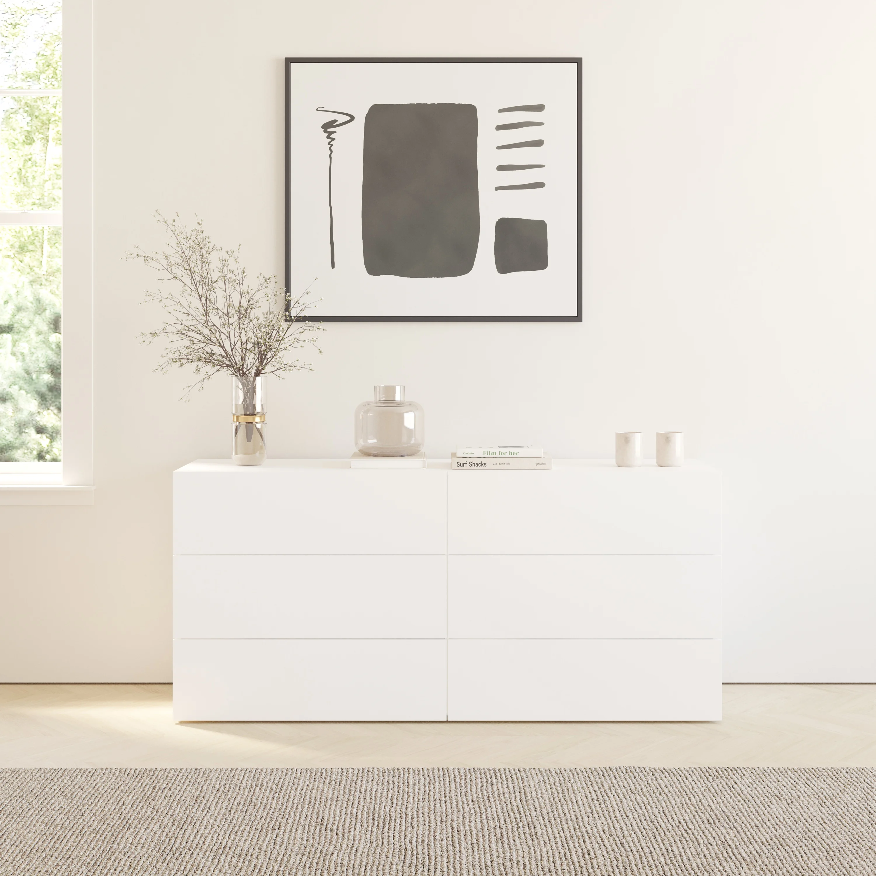 Nexera James Modern 6 Drawer Dresser, White