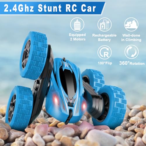 Remote Control Car, RC Cars Toys, 2.4GHz 4WD Fast RC Car Kids Toys Double Sided 360° Rotating Monster Truck Toys for Girls RC Truck Toy Cars for Boys