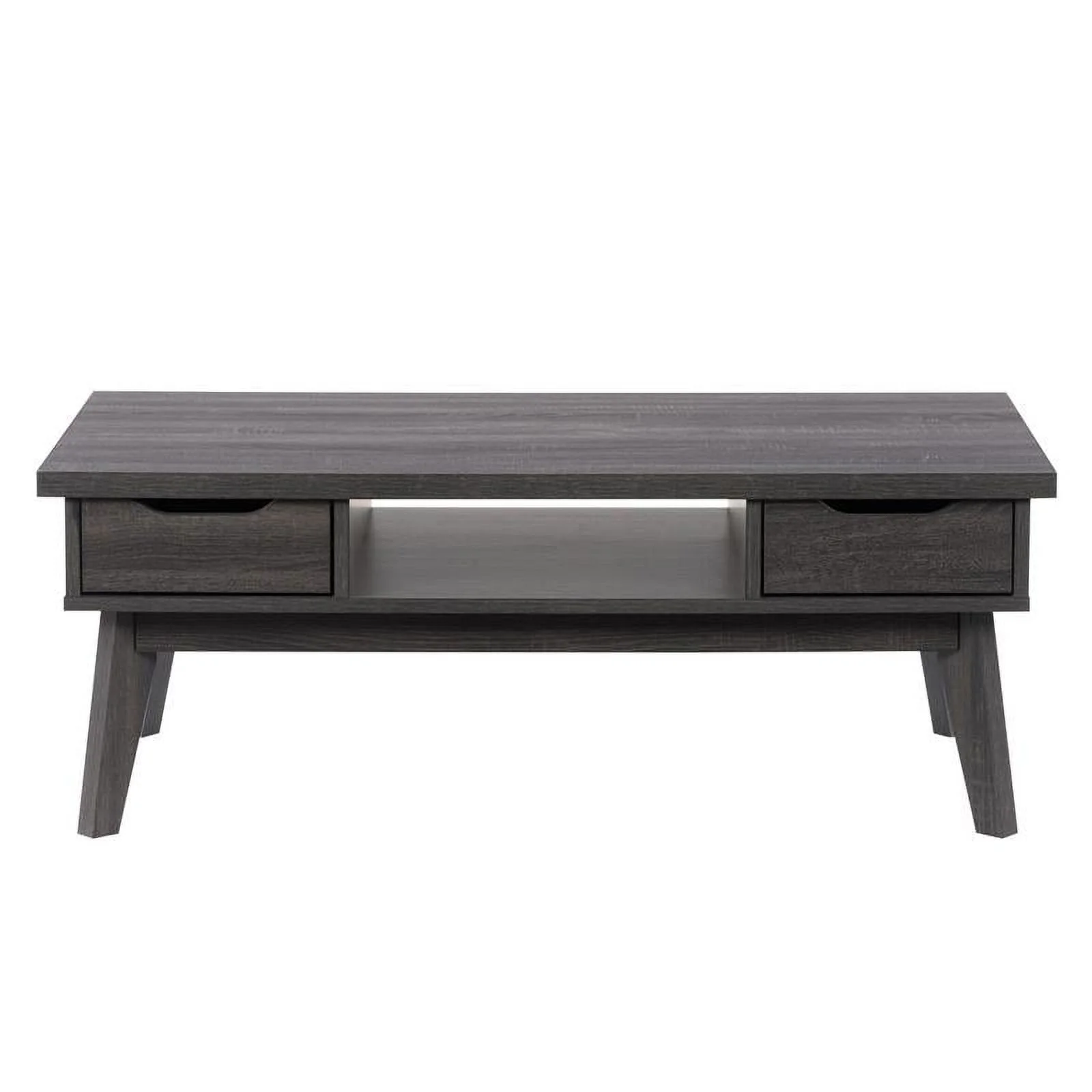 Hollywood Mid Century Dark Gray Engineered Wood Coffee Table with Drawers