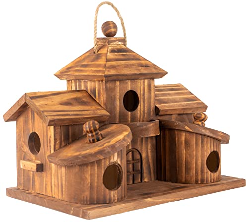 Bird Houses for Outside,Outdoor 5 Hole Bird House Room for 5 Bird Families Bluebird Finch Cardinals Hanging Birdhouse for Garden