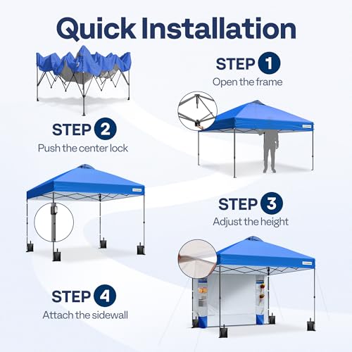 VIVOHOME 10x10ft Pop Up Canopy Tent One Push Setup Outdoor Portable Shelter Tent Heavy Duty with Wheel Carry Bag and 4 Sandbags, White