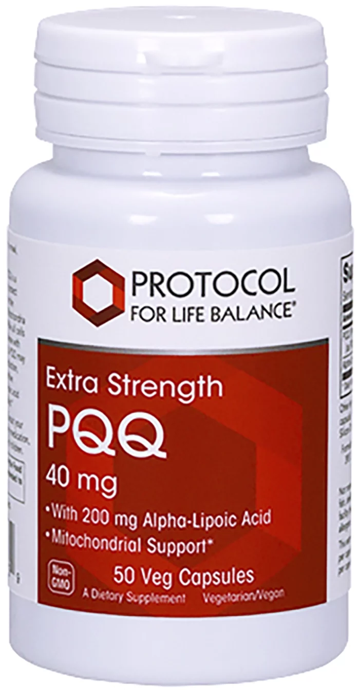 Protocol For Life Balance - PQQ 40mg (Extra Strength) - with Alpha Lipoic Acid, Mitochondrial Support, Helps Energy Boost, Supports Heart Health, Cognitive Function - 50 Veg Capsules