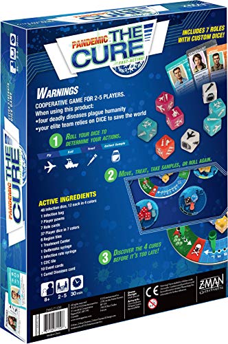 Pandemic The Cure Board Game - Roll the Dice to Save Humanity! Cooperative Strategy Game for Kids and Adults, Ages 8+, 2-5 Players, 30 Minute Playtime, Made by Z-Man Games