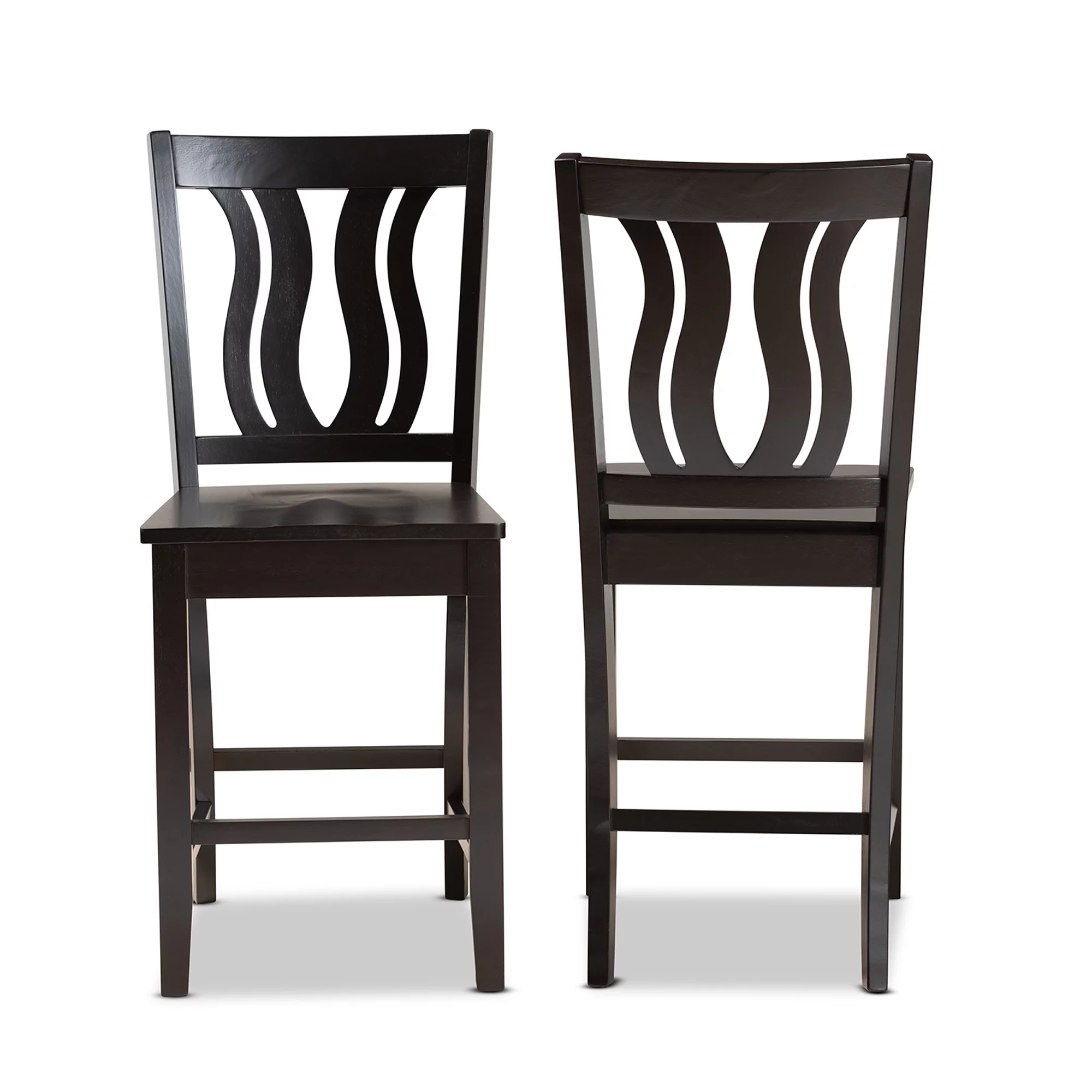 Baxton Studio Fenton Bar Stool, Dark Brown, Set of 2