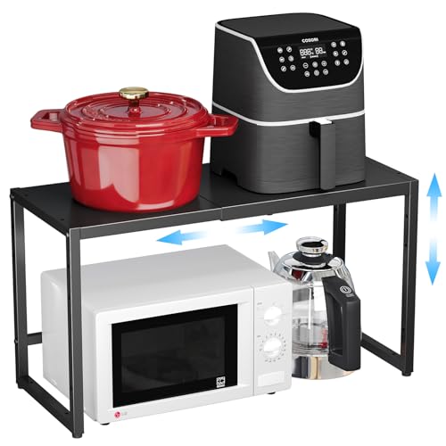 Expandable Metal Storage Shelves, 300 LBS Heavy Duty Metal Shelving Unit Rack For Pots And Pans Appliances Heavy Items, Adjustable 2 Tier Storage Shelf Rack Organizer For Kitchen Pantry Garage Laundry