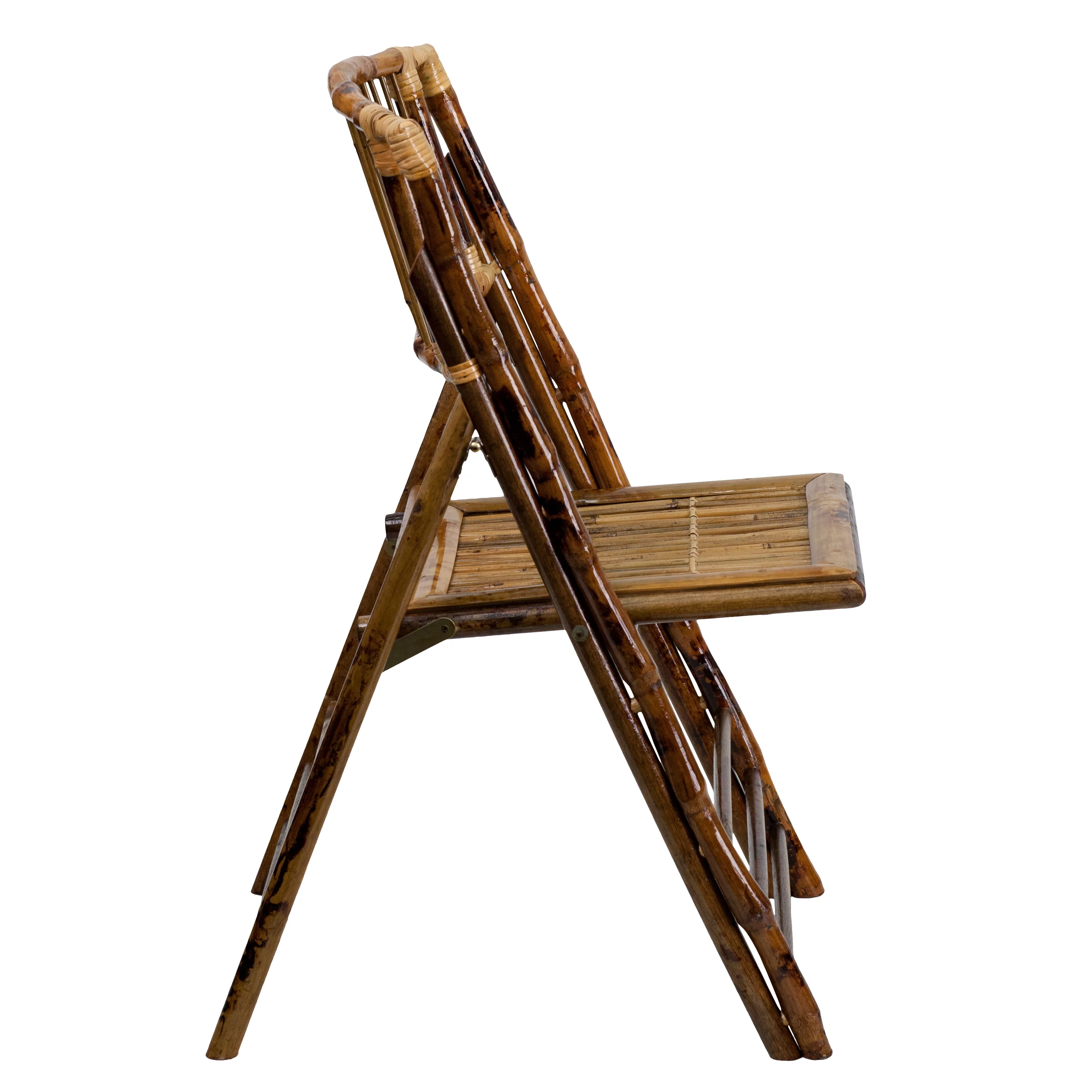 Emma + Oliver 4 Pack Bamboo Wood Folding Chair - Event Folding Chair - Commercial Folding Chair