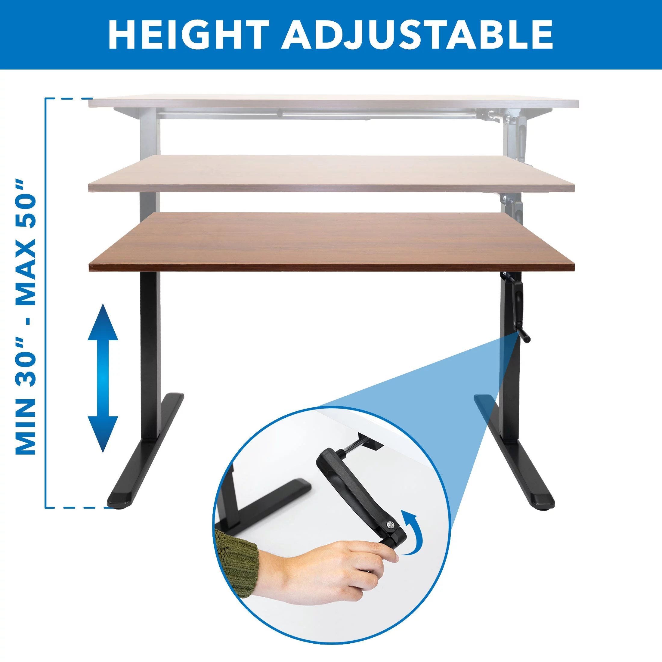 Mount-It! Hand Crank Standing Desk Frame with 55