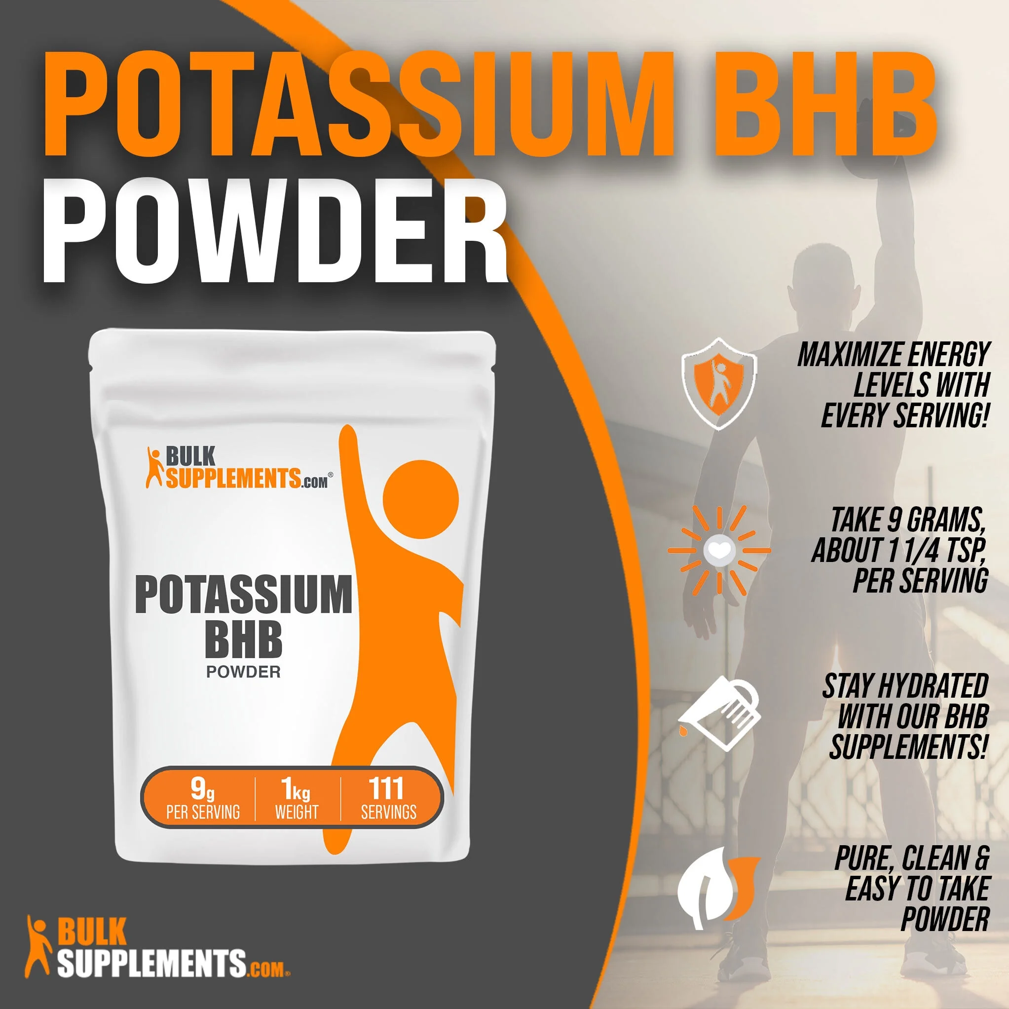 BulkSupplements.com Potassium BHB Powder, 9g - Electrolytes Supplement - BHB Supplement (1kg - 111 Servings)