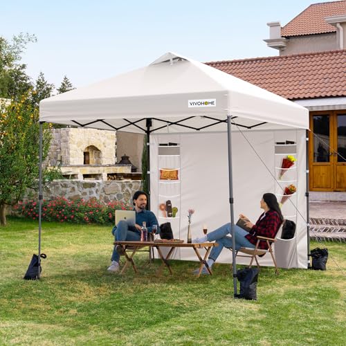 VIVOHOME 10x10ft Pop Up Canopy Tent One Push Setup Outdoor Portable Shelter Tent Heavy Duty with Wheel Carry Bag and 4 Sandbags, White