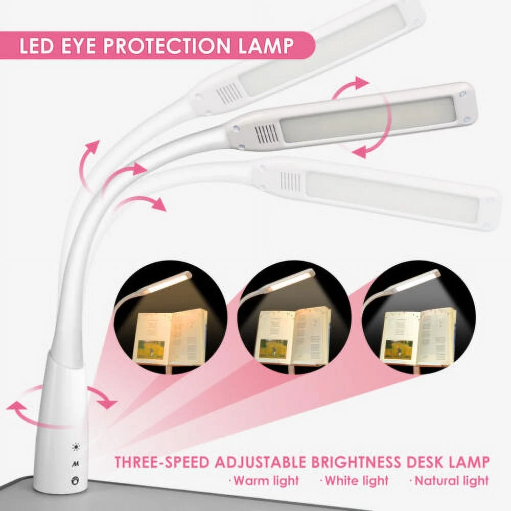 COSVALVE Height Adjustable Kids Study Desk & Chair Set Children Girl Table Large Writing Board Desk with LED Lamp,Drawer,Bookstand,Chair Cover(Pink)