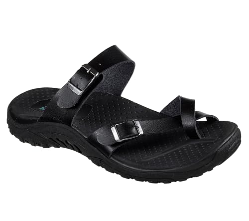 Skechers Women's Reggae-Carribean-Double Buckle Toe Thong Slide Sandal