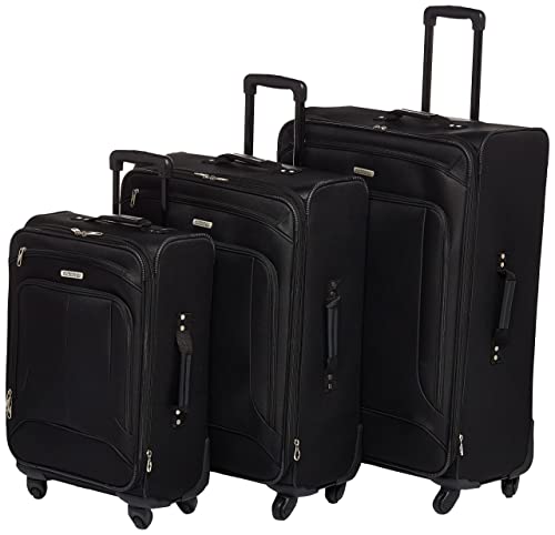 American Tourister Pop Max Softside Luggage with Spinner Wheels, Purple, 3-Piece Set (21/25/29)
