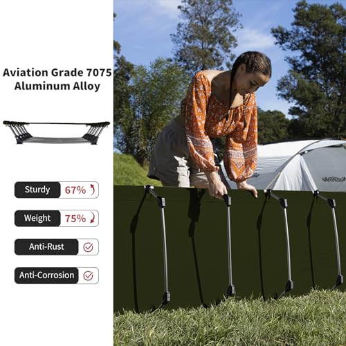 Naturehike GreenWild Camping Cot, Ultralight Folding Backpacking Cot, Supports 330lbs, Portable Camping Bed for Adults for Camping Hiking Travel Home, Black