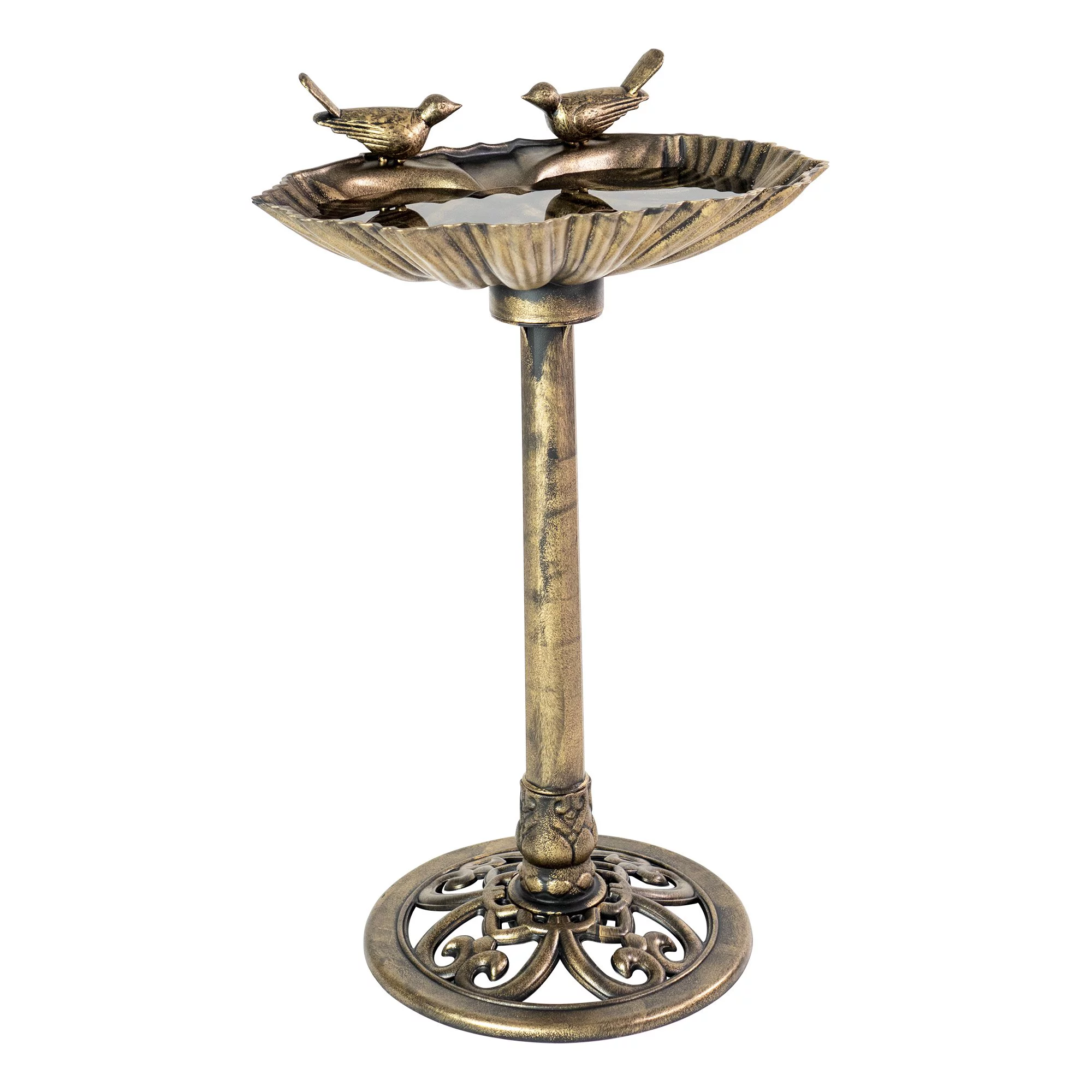 J&J Global LLC Sitting Pair Resin Birdbath - Bronze by Sun-Ray