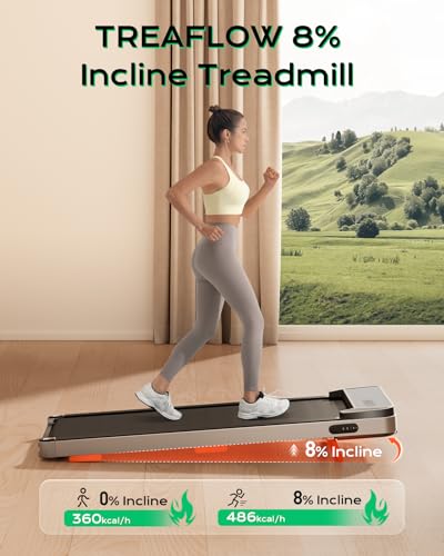 Walking Pad,Treadmill with Incline for Home Office, 2.5HP Portable Under Desk Treadmill with 265 Lbs Capacity,Remote Control, Led Display