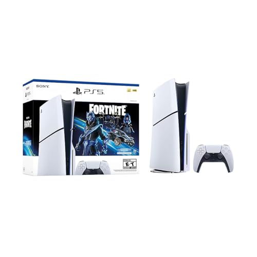 PlayStation 5 Slim Upgraded 2TB Disc Edition Fortnite Cobalt Star Bundle with Wireless Controller and Controller Case - White, Slim PS5 2TB PCIe SSD Gaming Console with Disc Drive