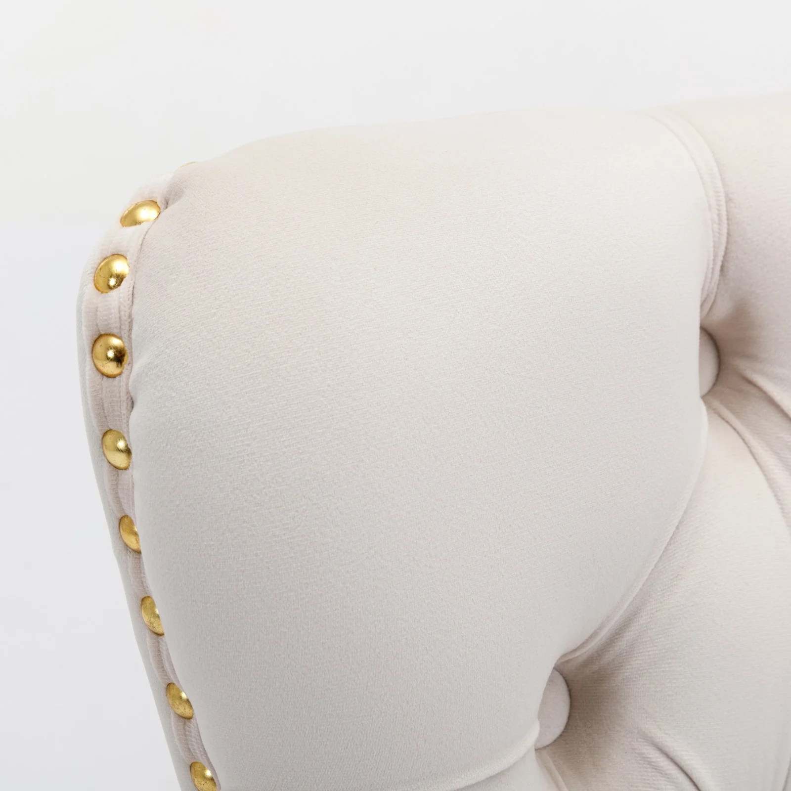 Glavbiku Modern High End Velvet Dining Chair Set of 2,Dining Room Rivets Chairs with Gold Legs,Beige