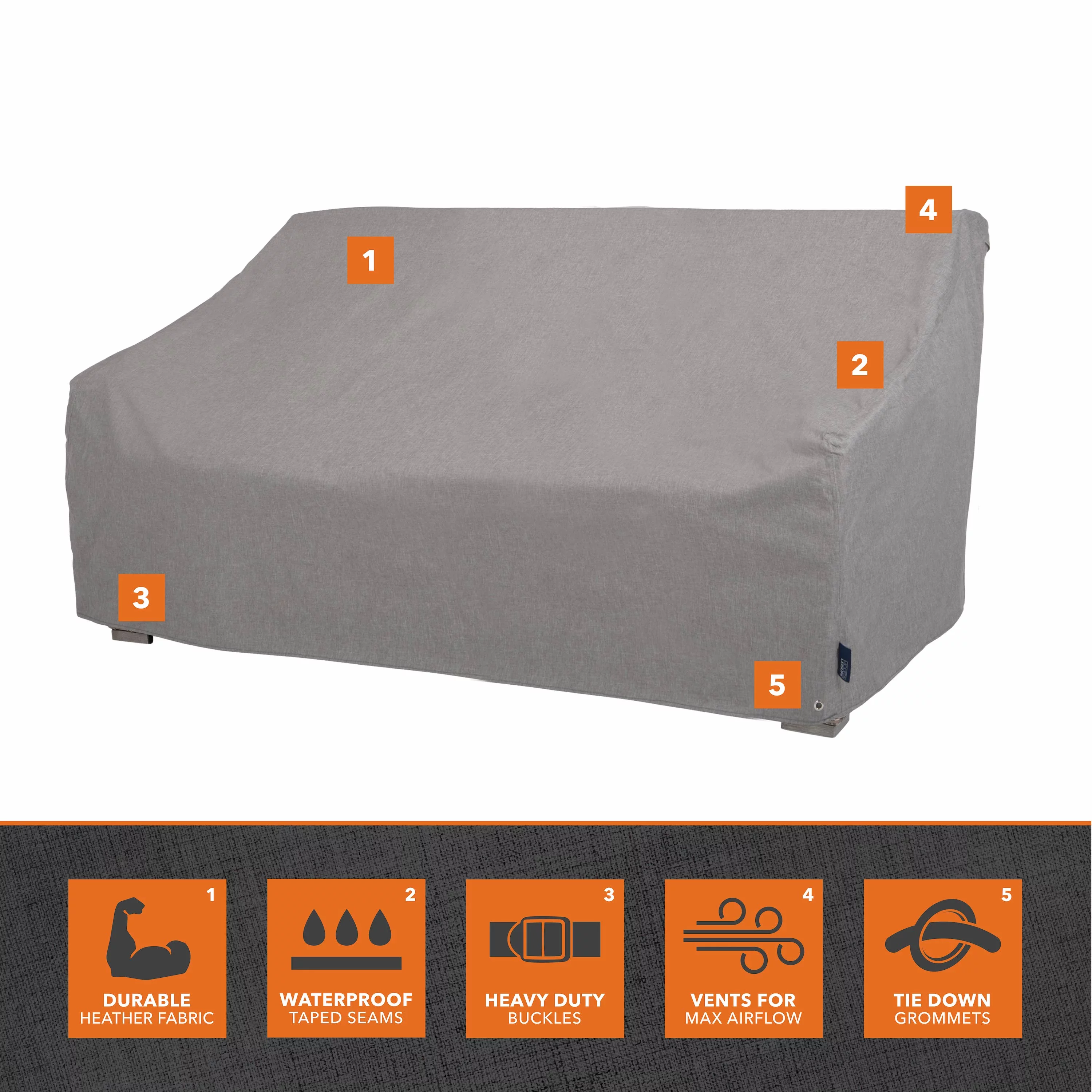 Modern Leisure Garrison Patio Loveseat Cover, Waterproof, 66