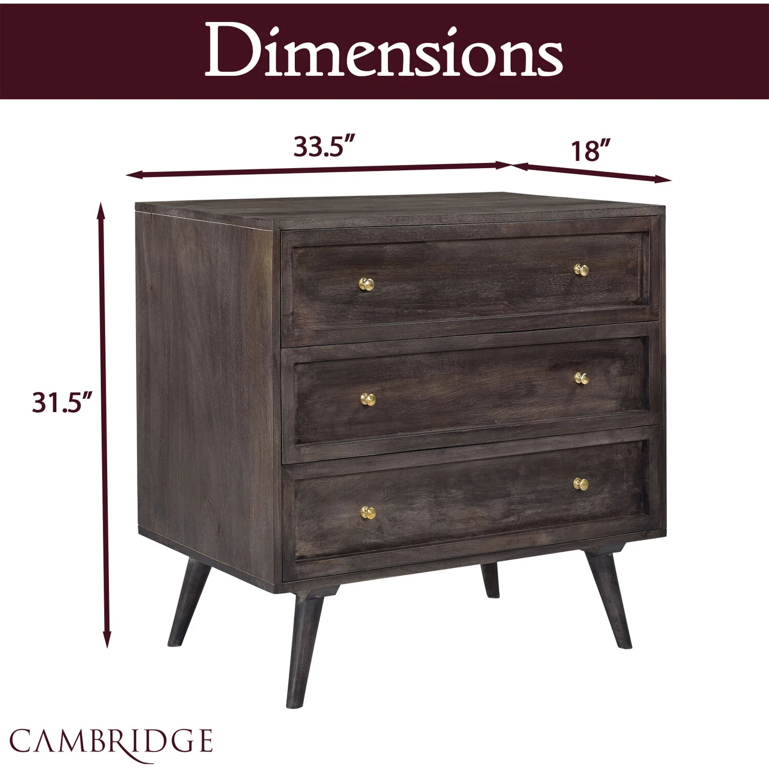 Cambridge Parkview 3-Drawer Mango Wood Chest