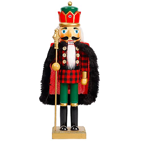 Joliyoou 14 Inch Christmas Nutcracker Figures, Wooden Nutcracker Bear Drummer Ornaments, Large Xmas Nutcracker Tabletop Centerpieces Festival Shelves Decorations