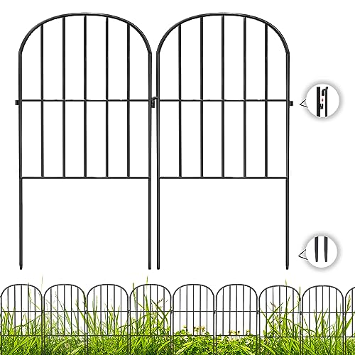 Decorative Garden Fence 24 Pack, 24 Ft (L) X 24 in (H) Black Square Rustproof Metal Fence, Animal Barrier Fence for Small Dog, Outdoor Flower Bed Landscape Decor for Yard