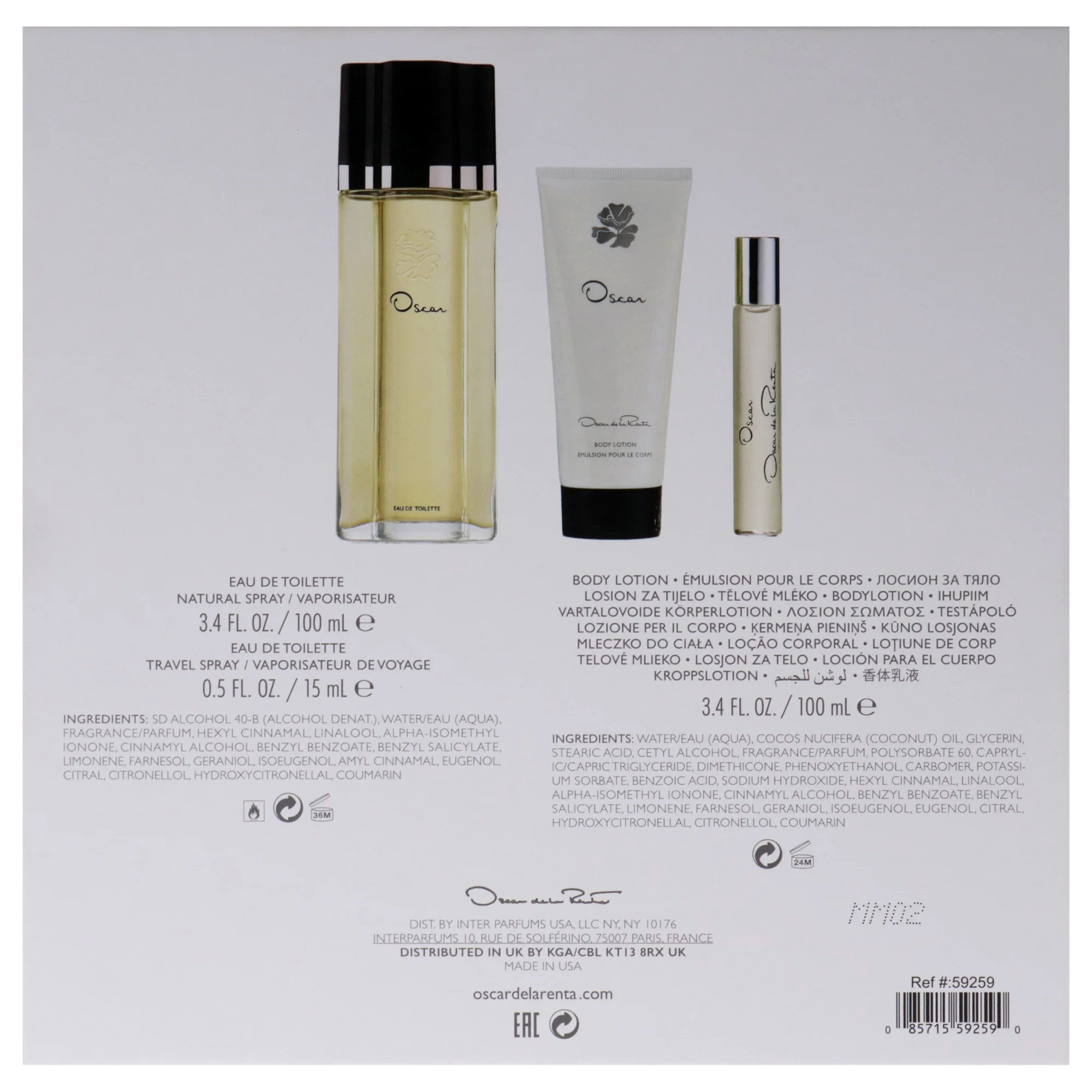 Oscar De La Renta Oscar De La Renta , 3 Pc Gift Set 3.4oz EDT Spray, 0.5oz EDT Spray, 3.4oz Body Lotion